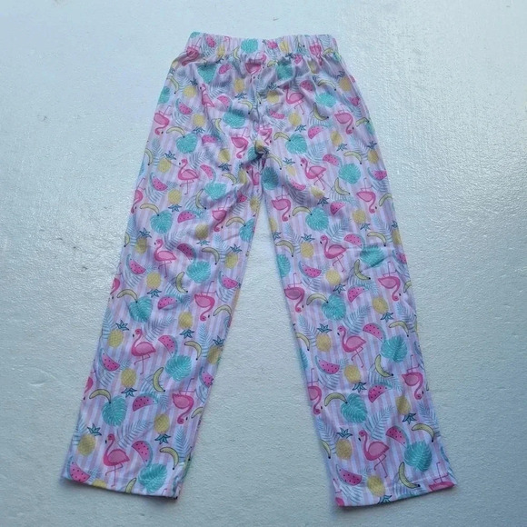 Sleep On It Pajama Pants S (7/8) Multicolor Tropical Pink Girl's Elastic Waist - Picture 4 of 9
